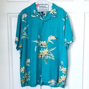 TOMMY BAHAMA Tropical  Silk  Camp Shirt Button Front Short Sleeve XL